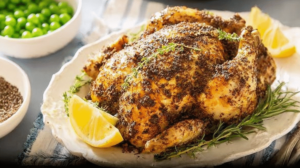 Ingredients for kosher Passover chicken recipes on a wooden board