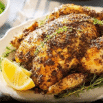 Ingredients for kosher Passover chicken recipes on a wooden board