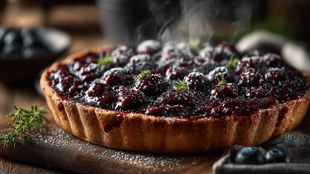Dewberry pie filling recipe styled on rustic table