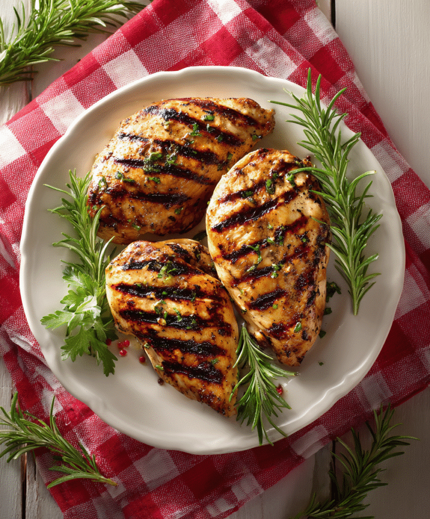 Raw ingredients for chicken and rosemary recipes