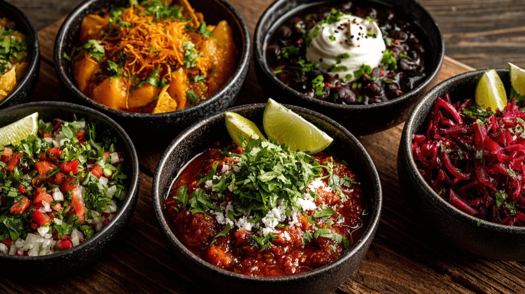 Mexican side dish recipes on rustic wood table