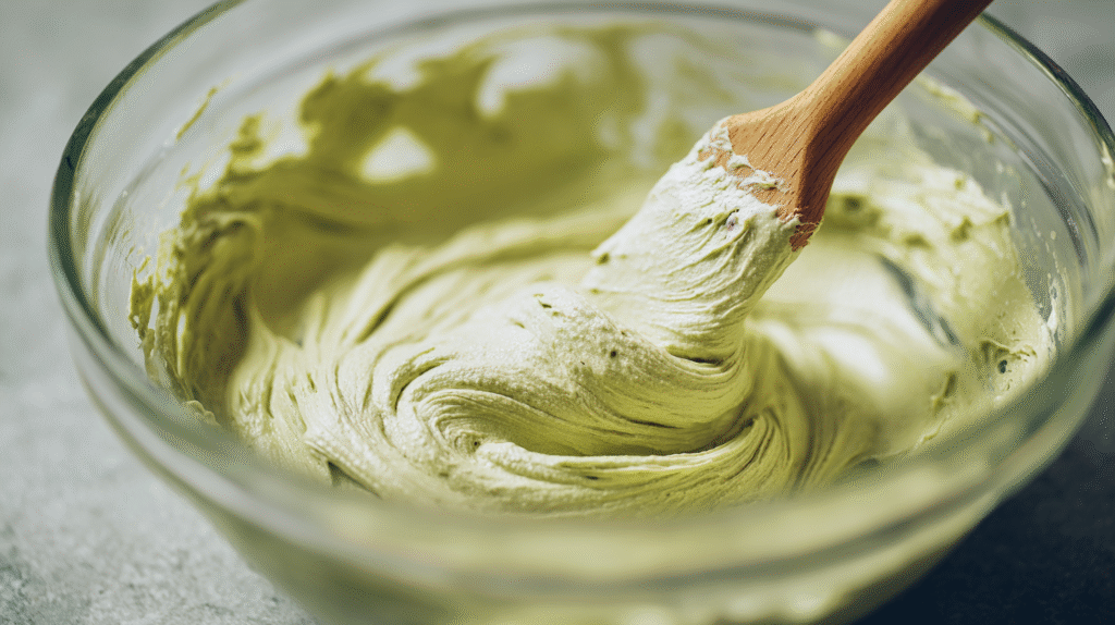 folding whipped cream into no-churn pistachio ice cream