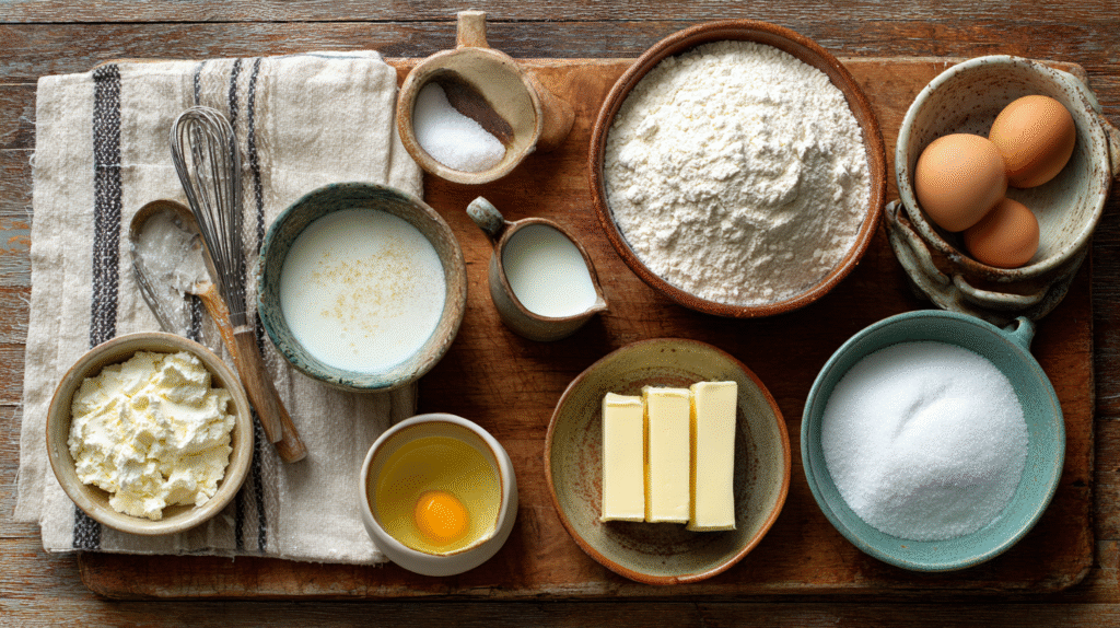 Einkorn waffle ingredients on kitchen counter