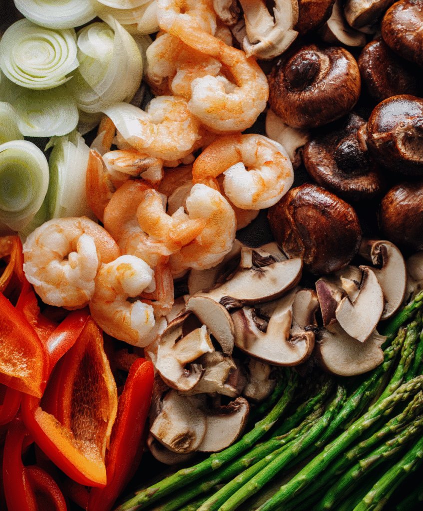 Shrimp, Mushrooms, or Veggie Options