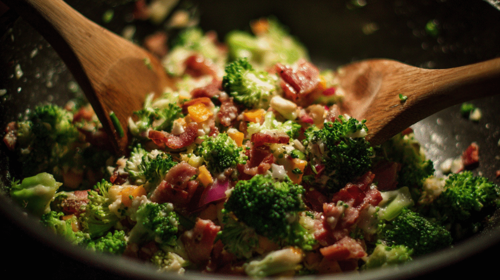Step-by-step prep of Chicken Salad Chick broccoli salad