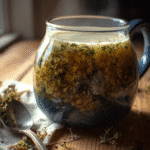 Dandelion lotion recipe styled in modern rustic setup
