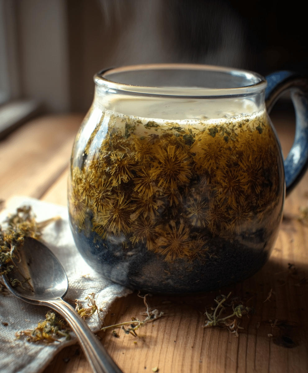 Dandelion lotion recipe styled in modern rustic setup