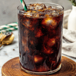 Iced Americano Recipe with ice and espresso in rustic kitchen