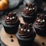 Delicious Black Cat Keto Cupcakes decorated for a festive occasion