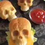 Spooky cheeseburger skulls for Halloween parties and fun meals