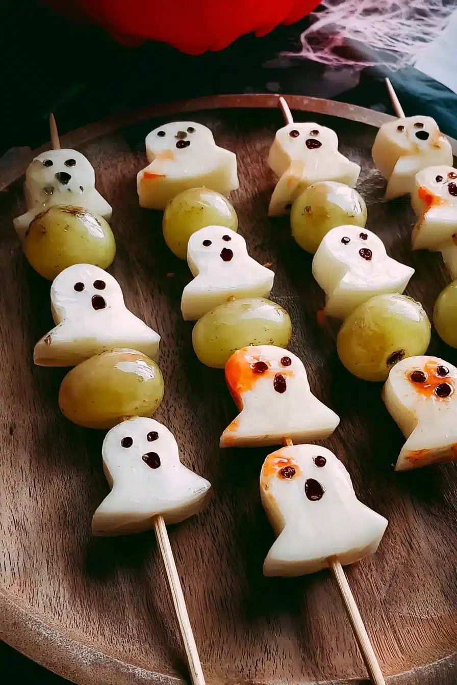 Ghost Fruit Skewers Halloween Snack