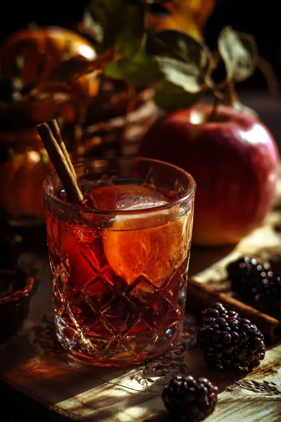 A glass of poisoned apple cider with a mysterious aura.