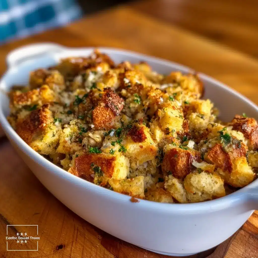 Delicious Chicken And Stuffing Casserole served in a warm dish.