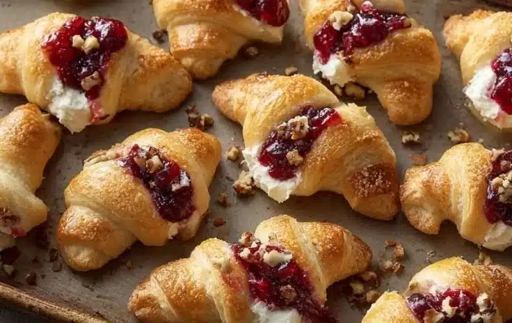 Delicious Cranberry Cream Cheese Crescent Bites on a serving platter