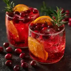Thanksgiving mocktail served in a festive glass with autumn decorations