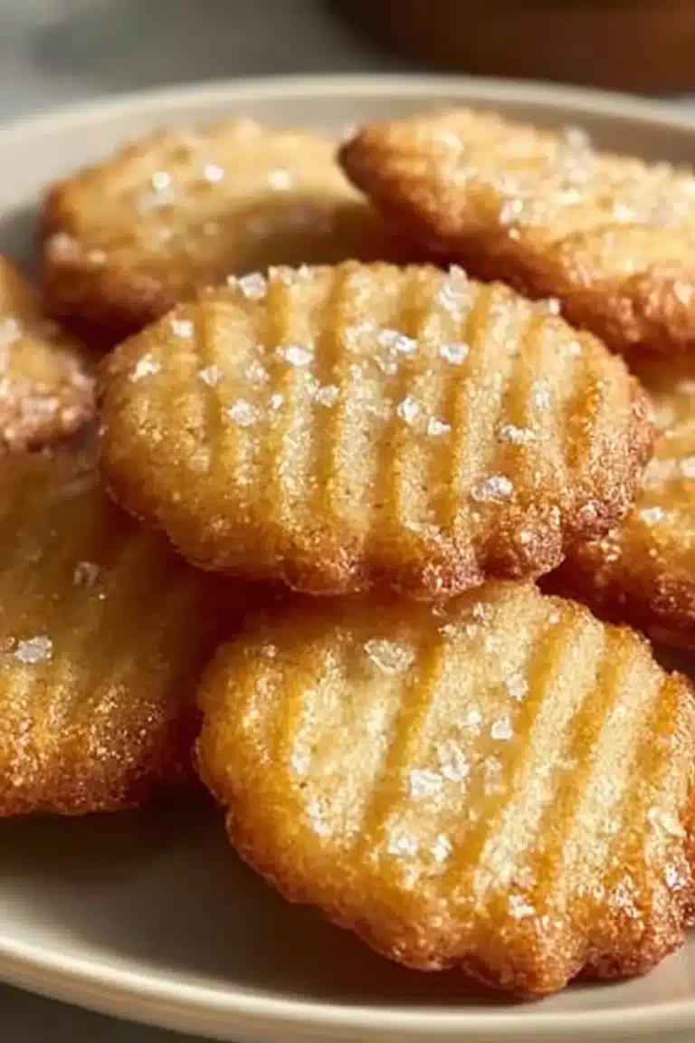 French salted butter cookies with a golden crust and a sprinkle of sea salt.