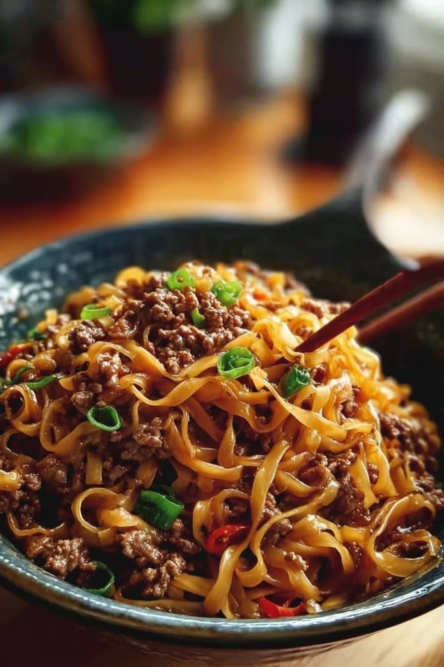 Easy Mongolian Ground Beef Noodles Recipe