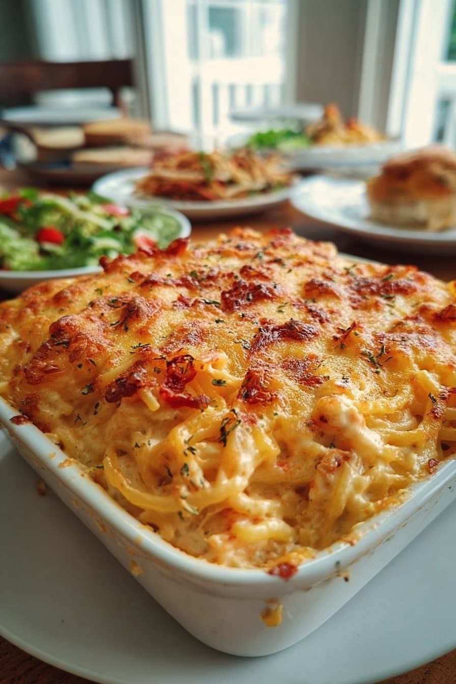 Spicy Southern Cheesy Chicken Spaghetti Casserole