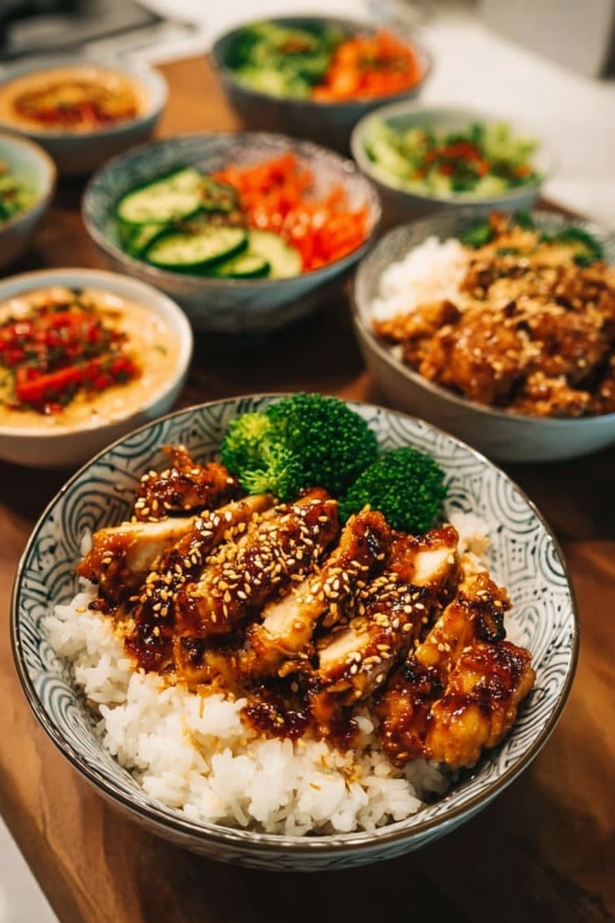 Sticky Chicken Rice Bowls