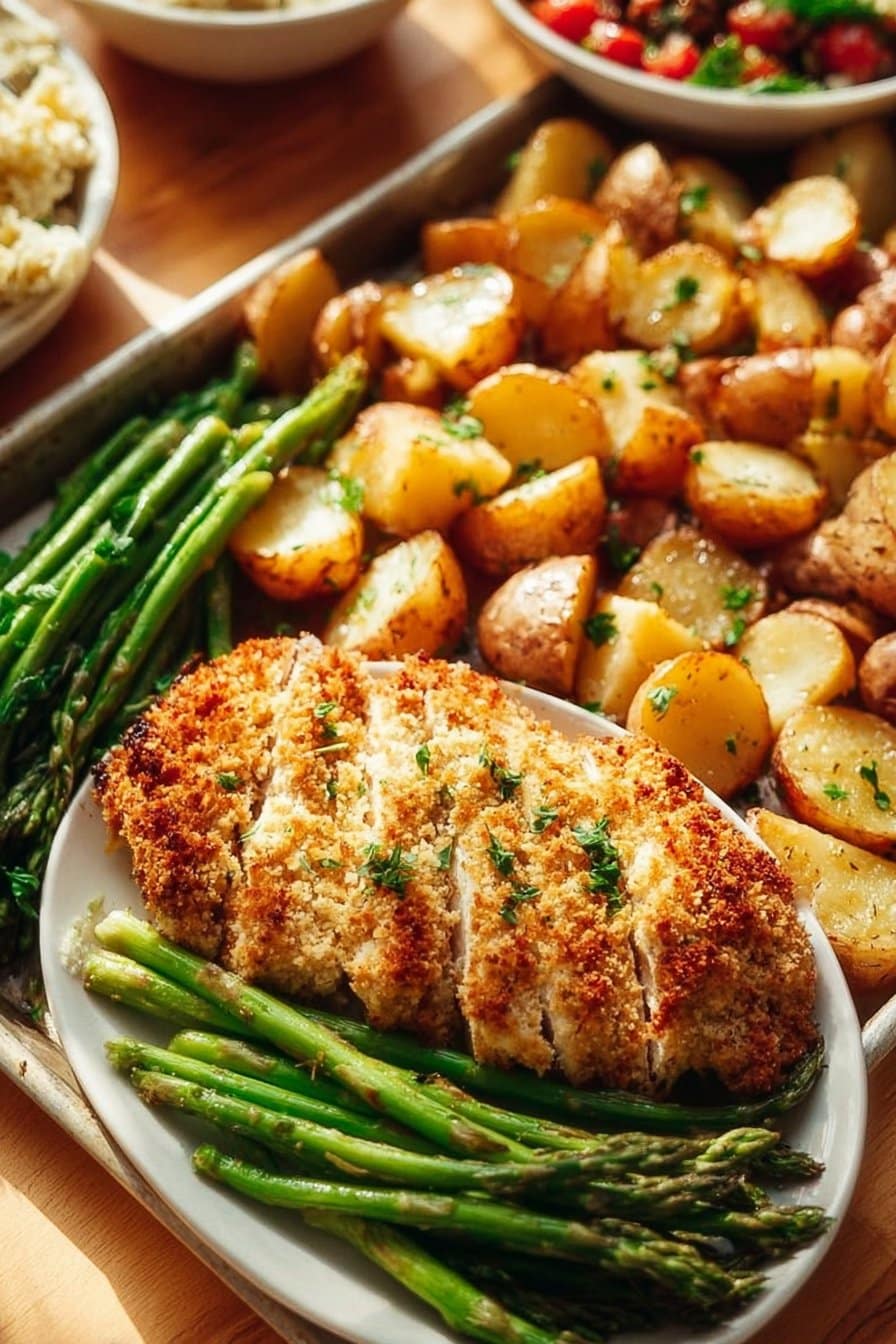 Parmesan Crusted Chicken Sheet Pan Dinner