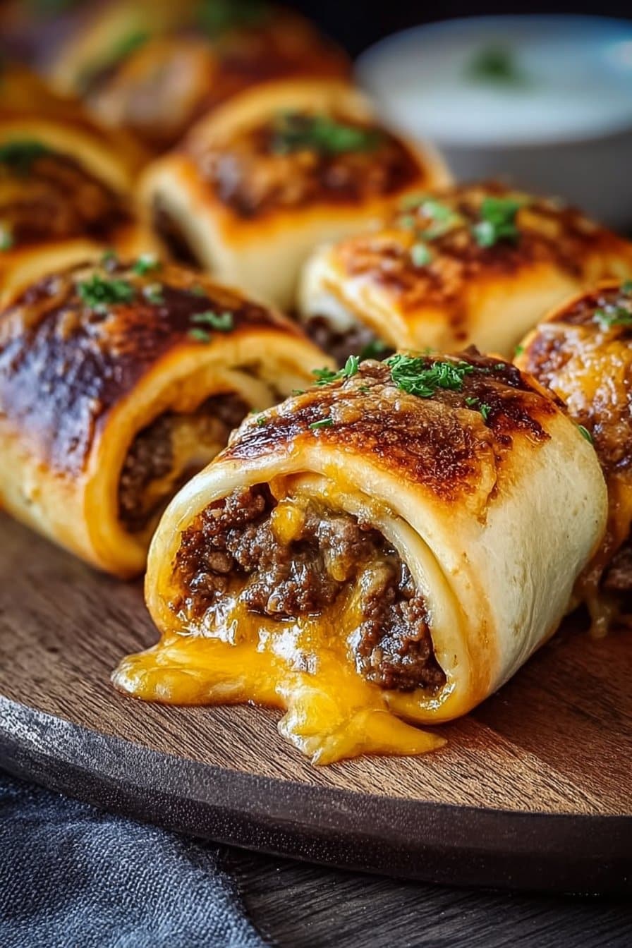Garlic Butter Beef Cheeseburger Rollups