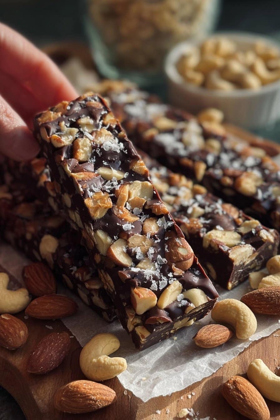 Dark Chocolate and Sea Salt Nut Bars