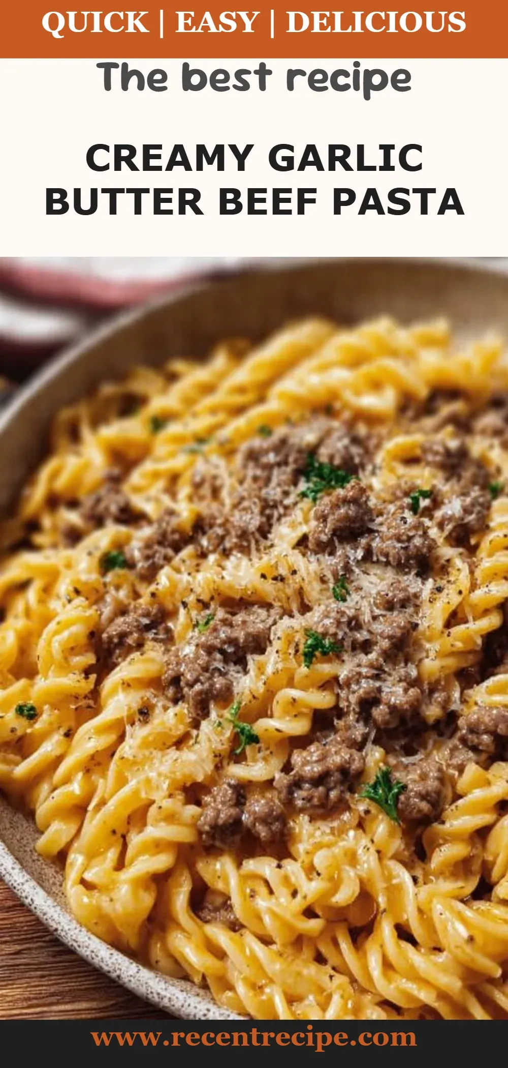 Creamy Garlic Butter Beef Pasta