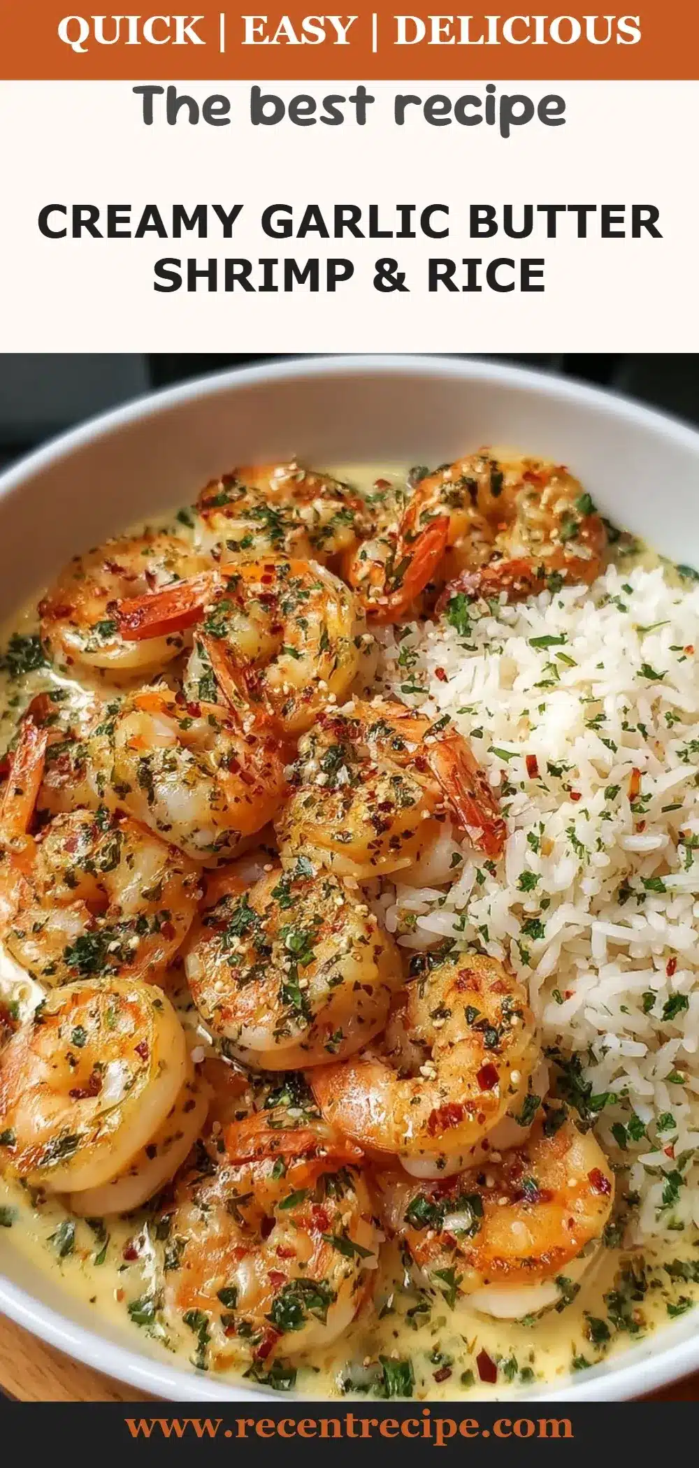 Creamy Garlic Butter Shrimp & Rice