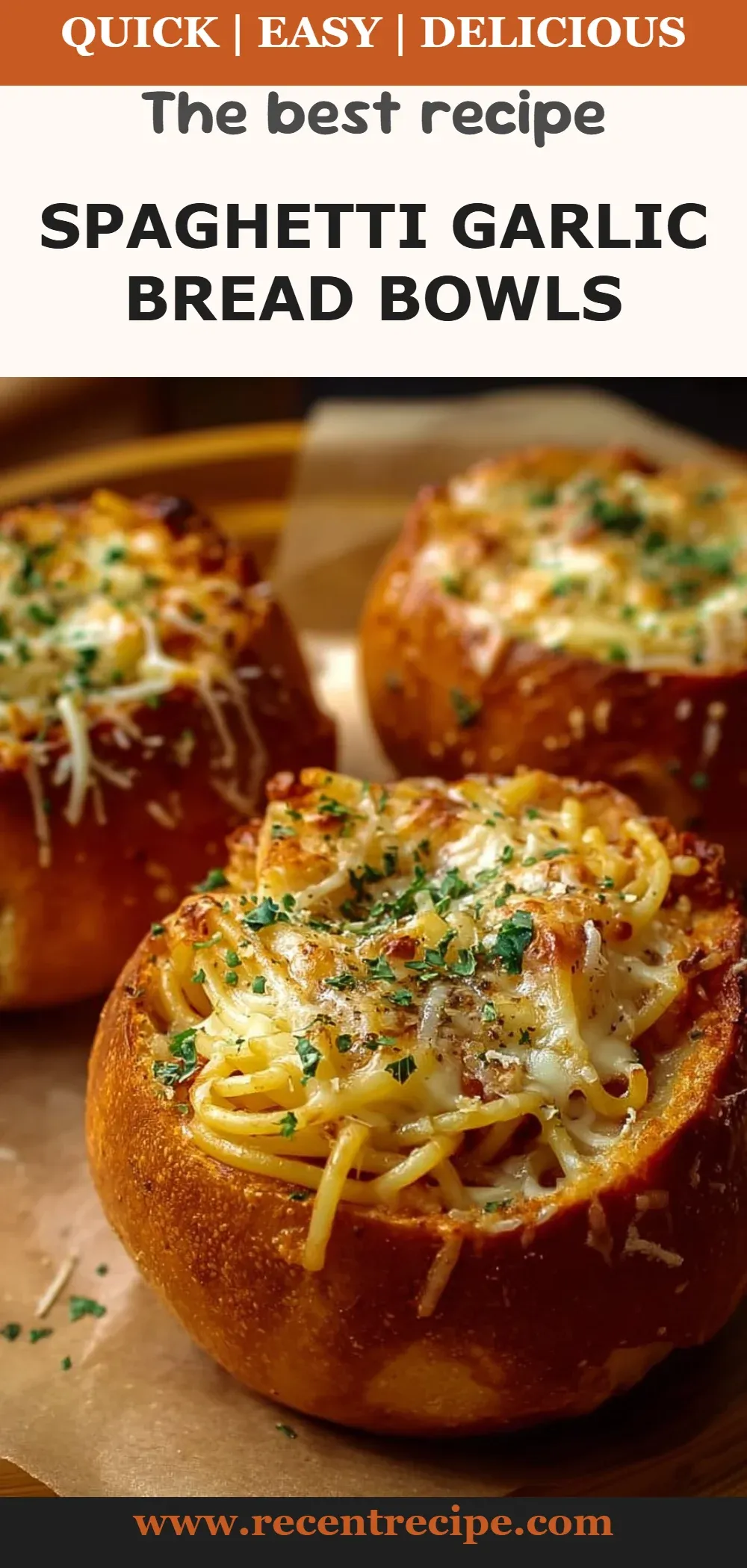 Spaghetti Garlic Bread Bowls