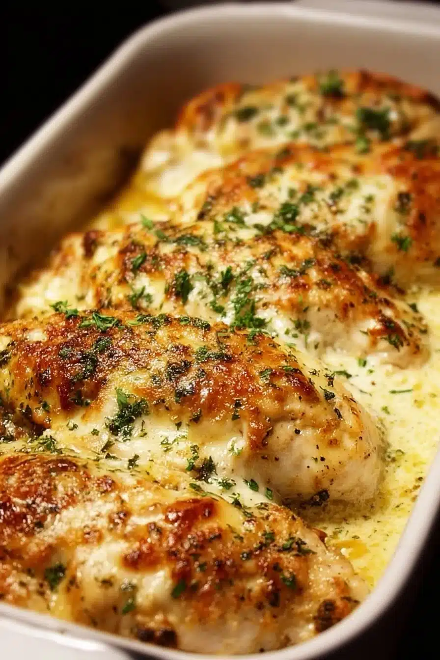 Delicious Baked Cream Cheese Chicken served with vegetables