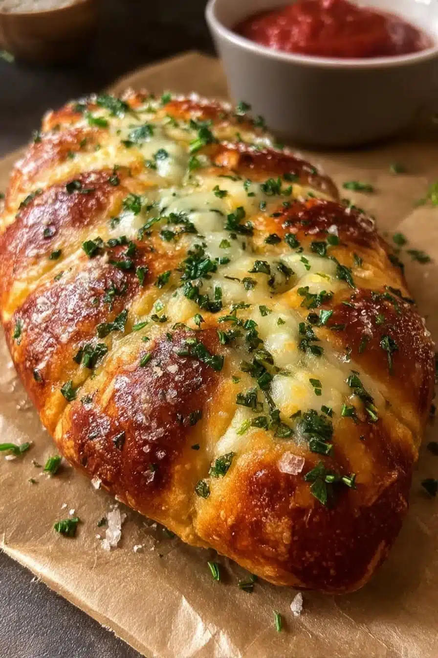 Cheesy stuffed garlic bread rolls filled with melted cheese and garlic herbs.
