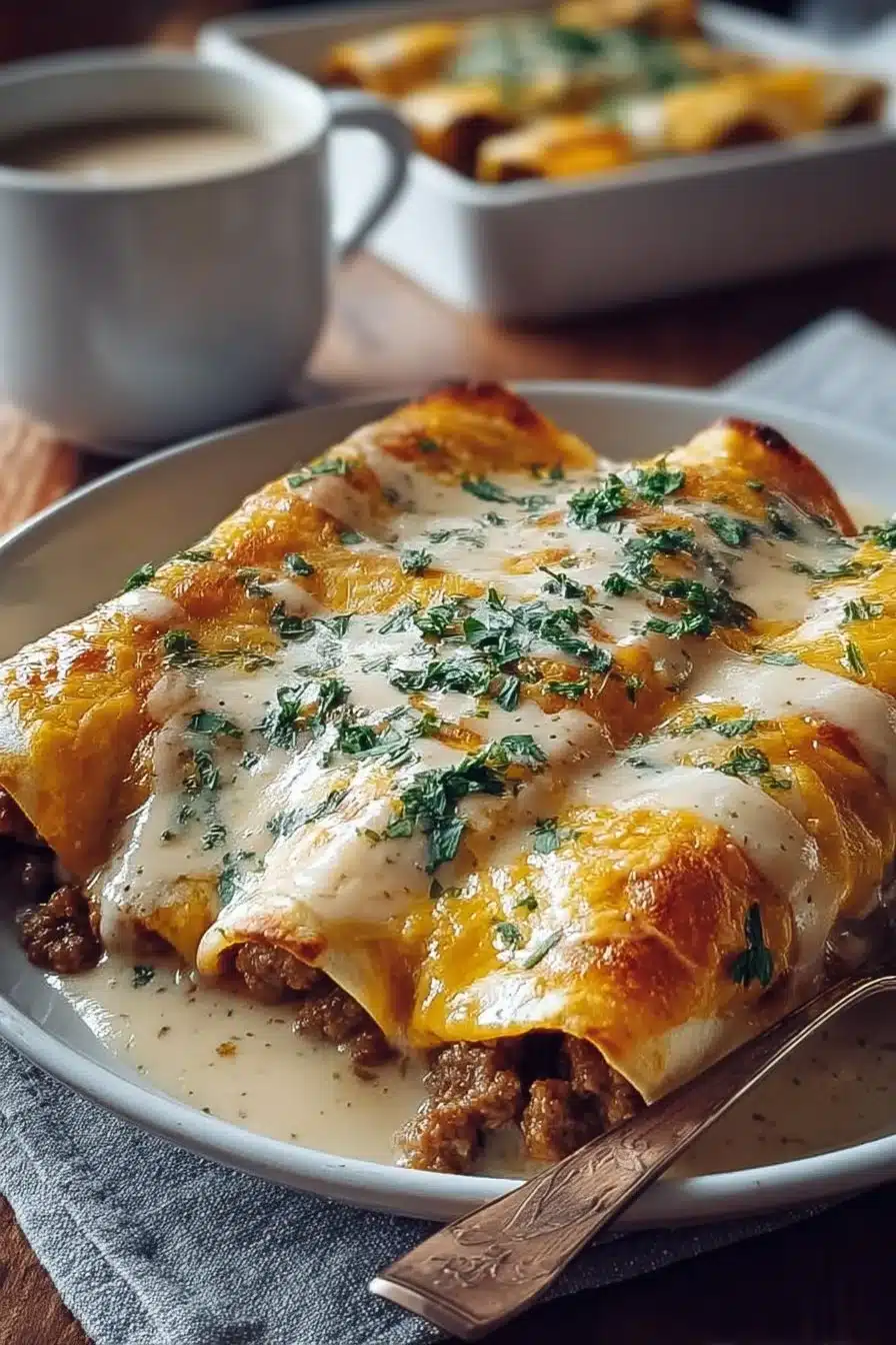 Delicious Breakfast Enchiladas with Sausage Gravy