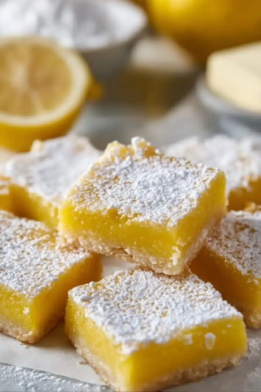 Easy lemon bars with a bright lemon filling and buttery crust