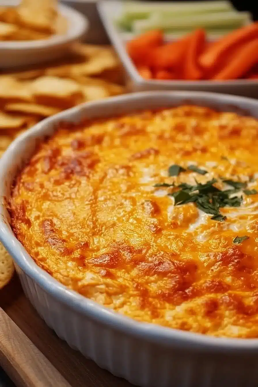 Delicious Frank's RedHot Buffalo Chicken Dip served with tortilla chips
