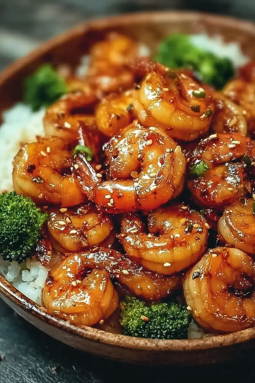 Delicious honey garlic shrimp dish served on a plate