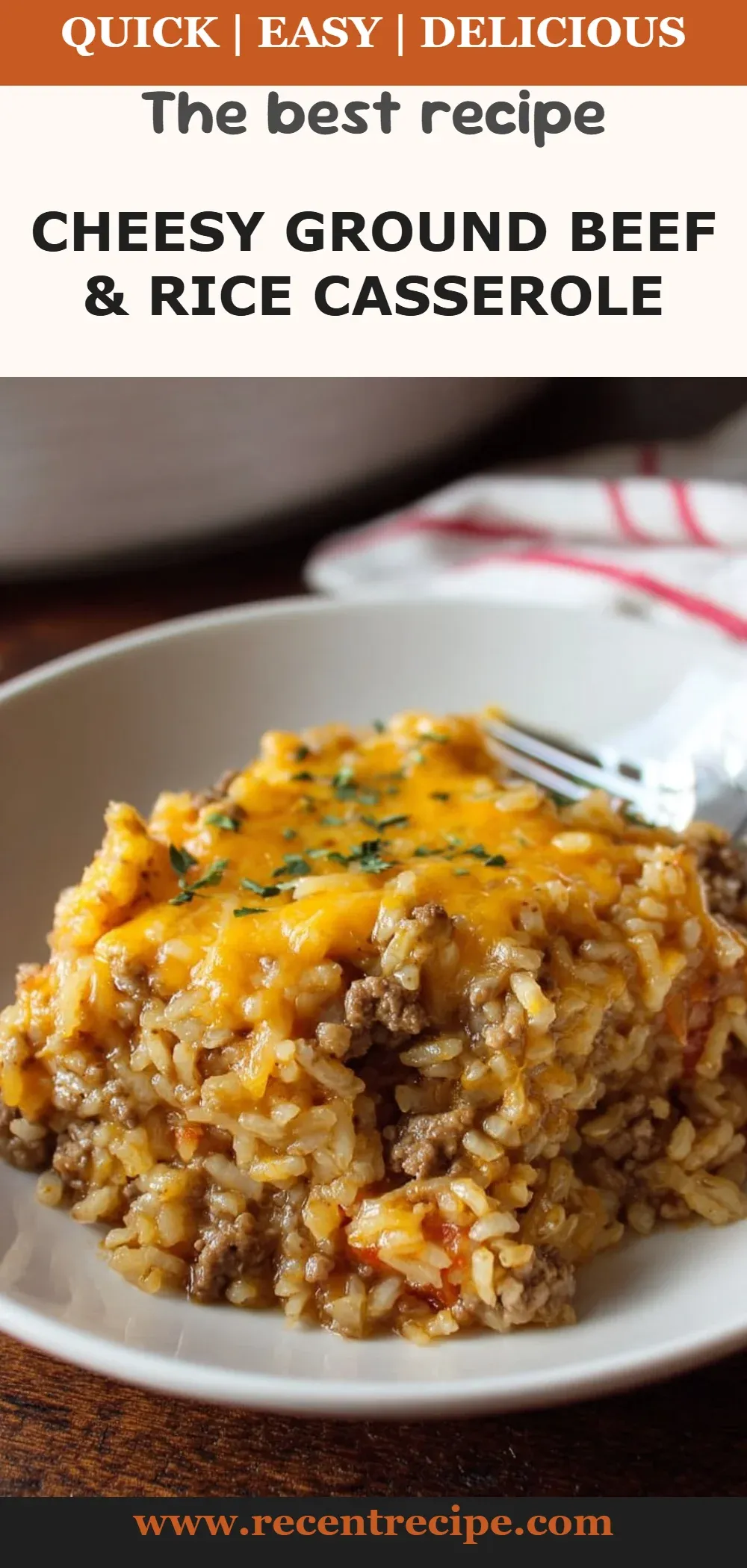Cheesy Ground Beef & Rice Casserole