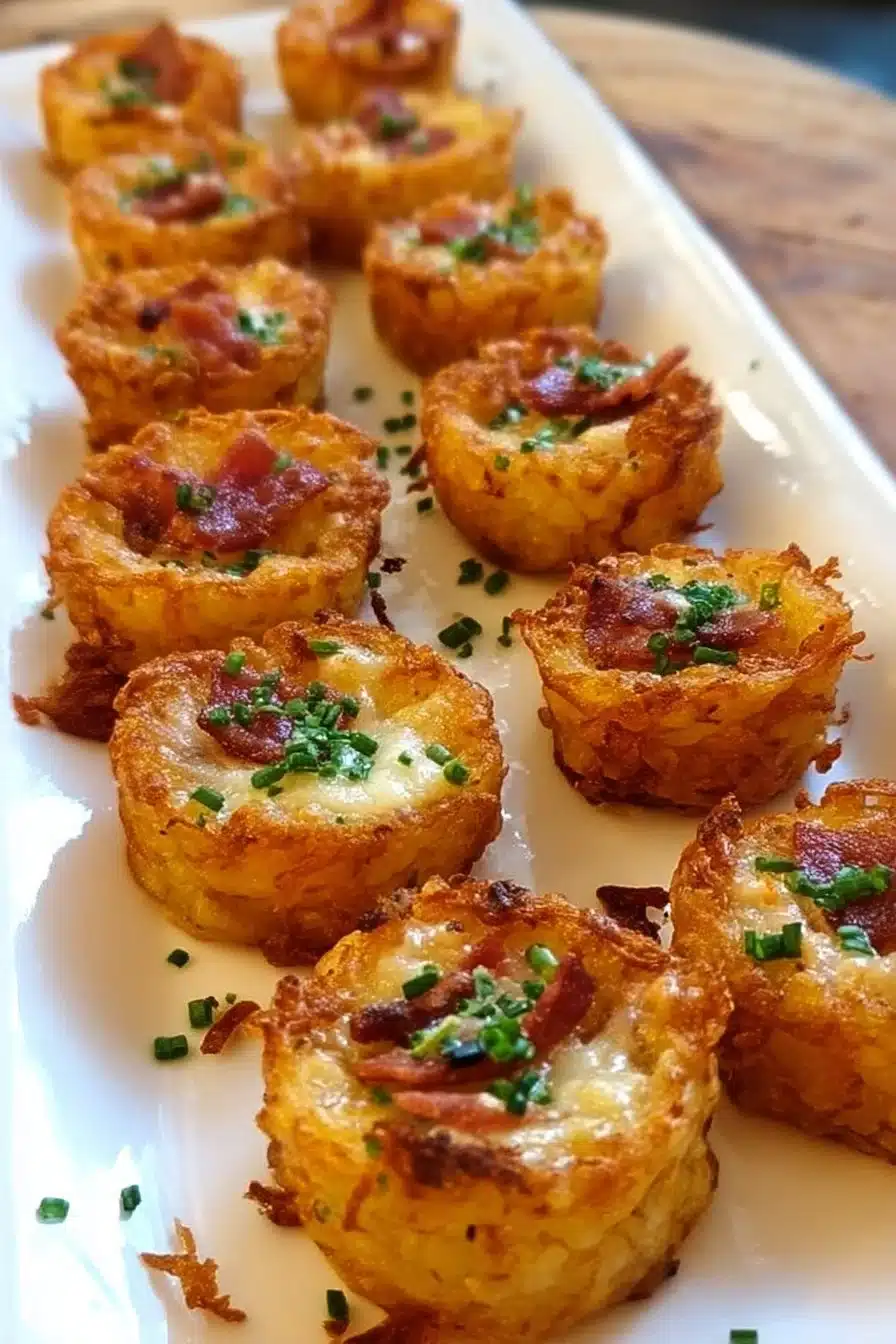 Delicious loaded tater tots topped with cheese and bacon served on a plate.