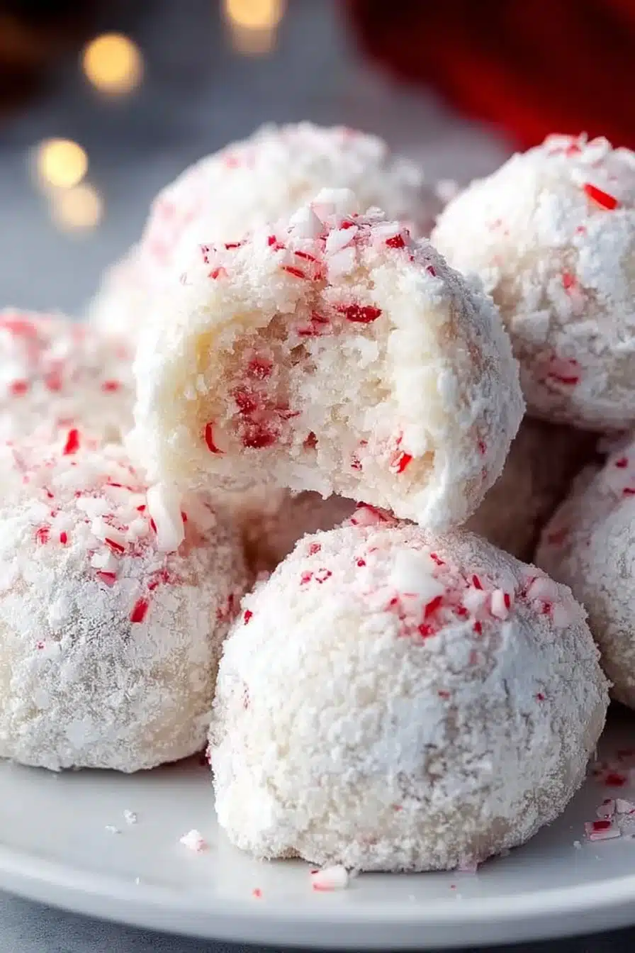 Peppermint Snowball Cookies