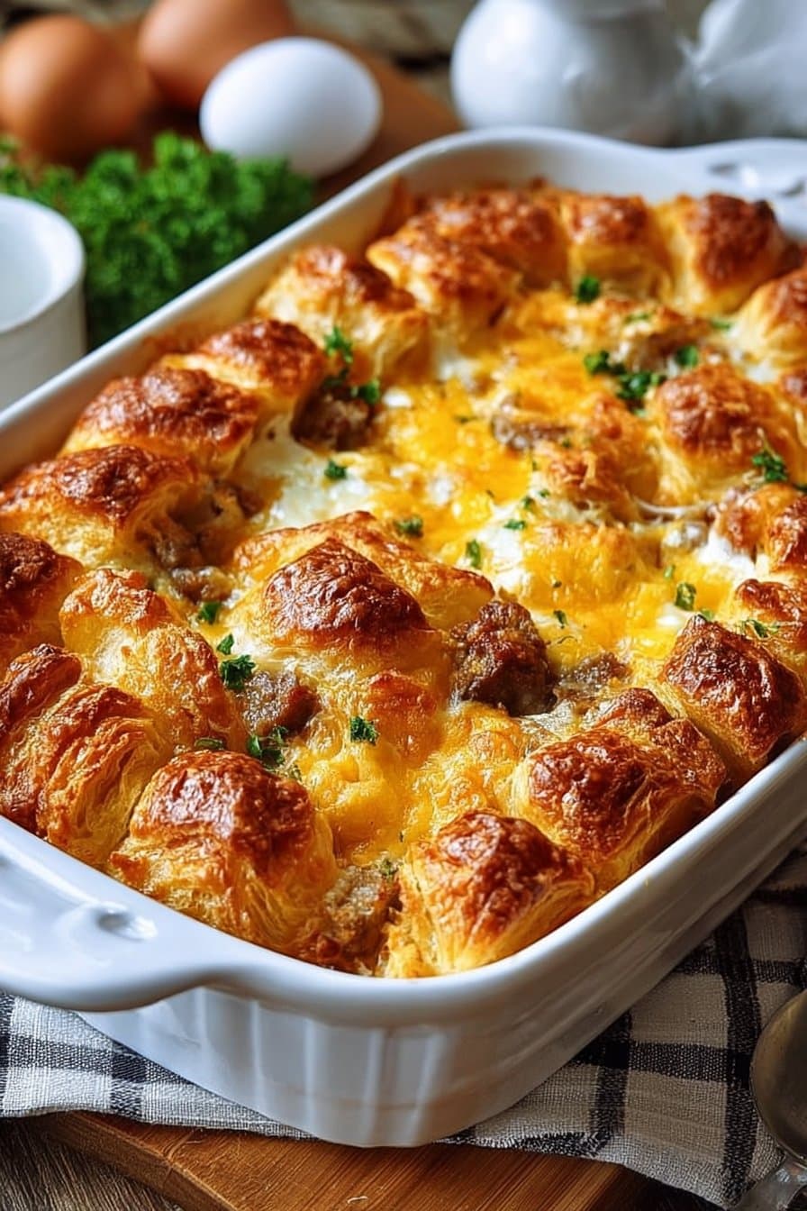 Overnight Croissant Breakfast Casserole