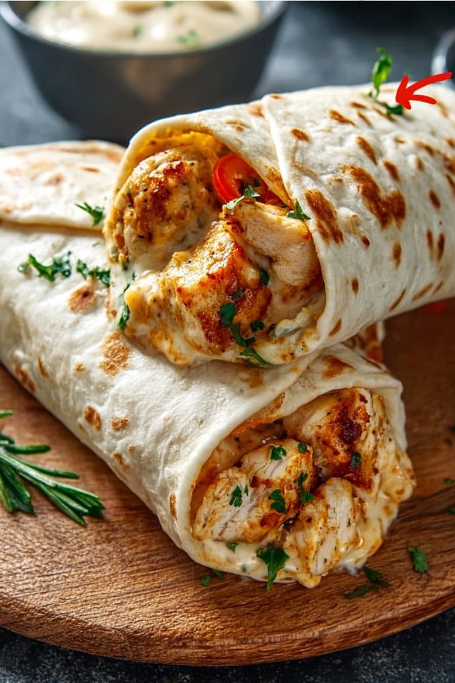 Cheesy Garlic Chicken Wraps