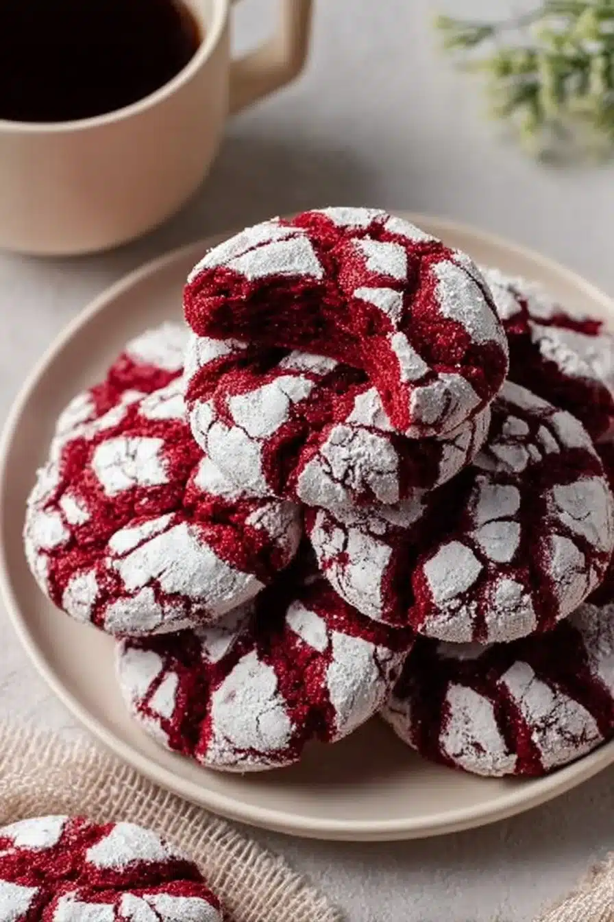 Red Velvet Crinkle Cookies