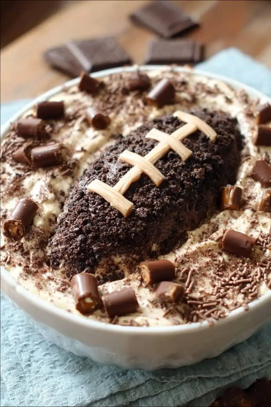 Snickers Brownie Batter Football Dip