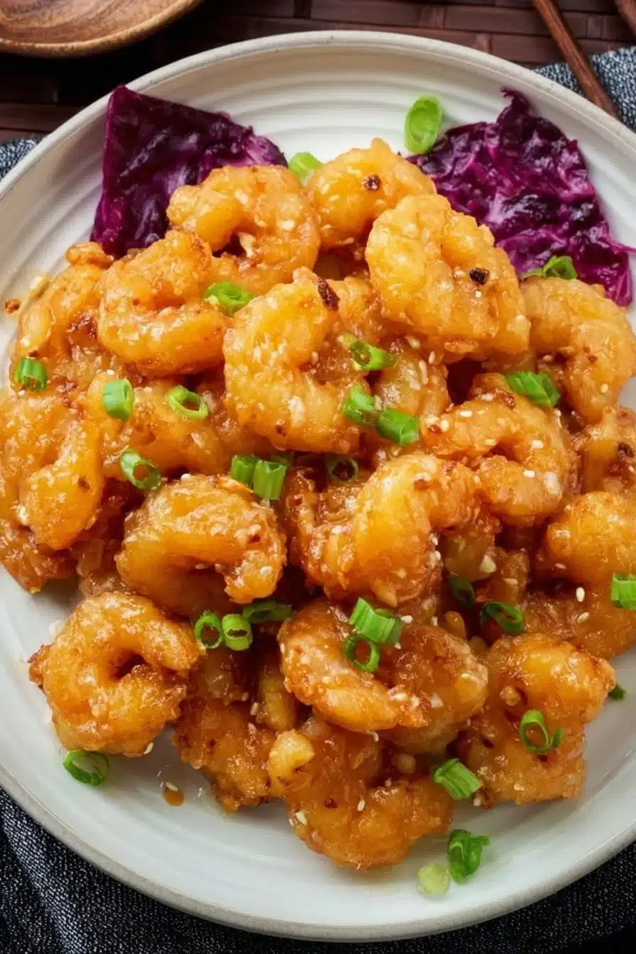 Crispy Air Fryer Bang Bang Shrimp garnished with green onions
