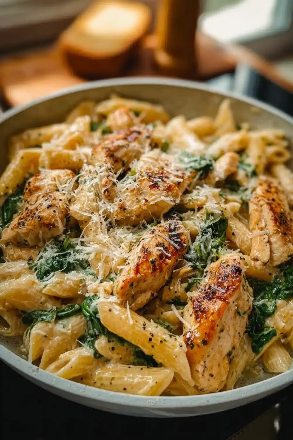 Delicious chicken pasta dish served with vegetables for a quick family dinner