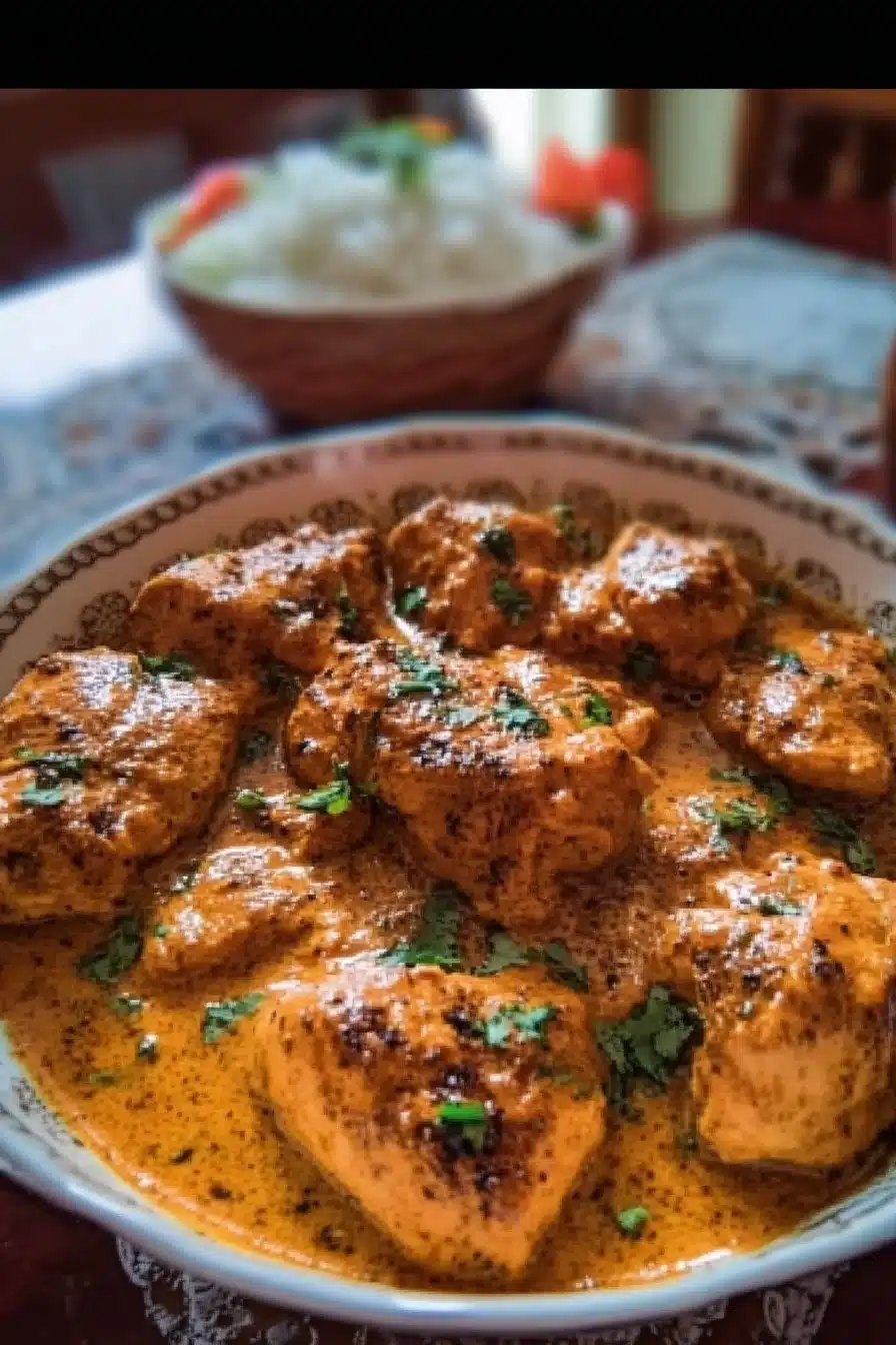Delicious Cowboy Butter Chicken served with herbs and spices