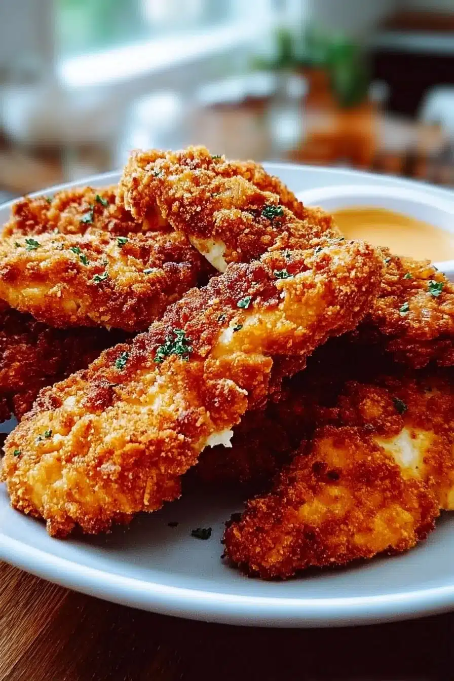 Delicious Crack Chicken Tenders served with dipping sauce