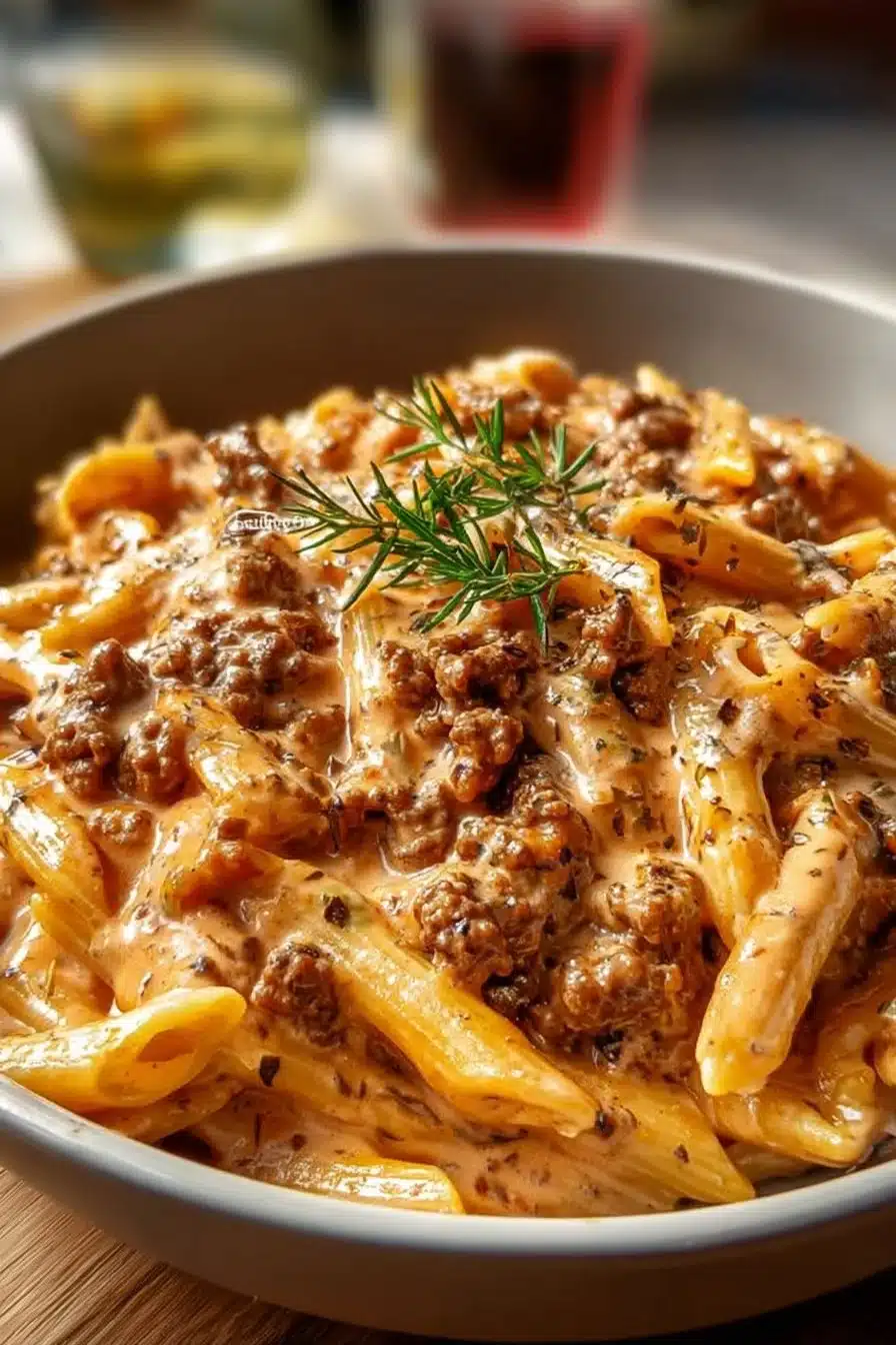 High Protein Creamy Beef Pasta