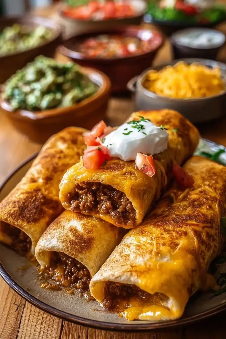 Beef and Cheese Chimichangas