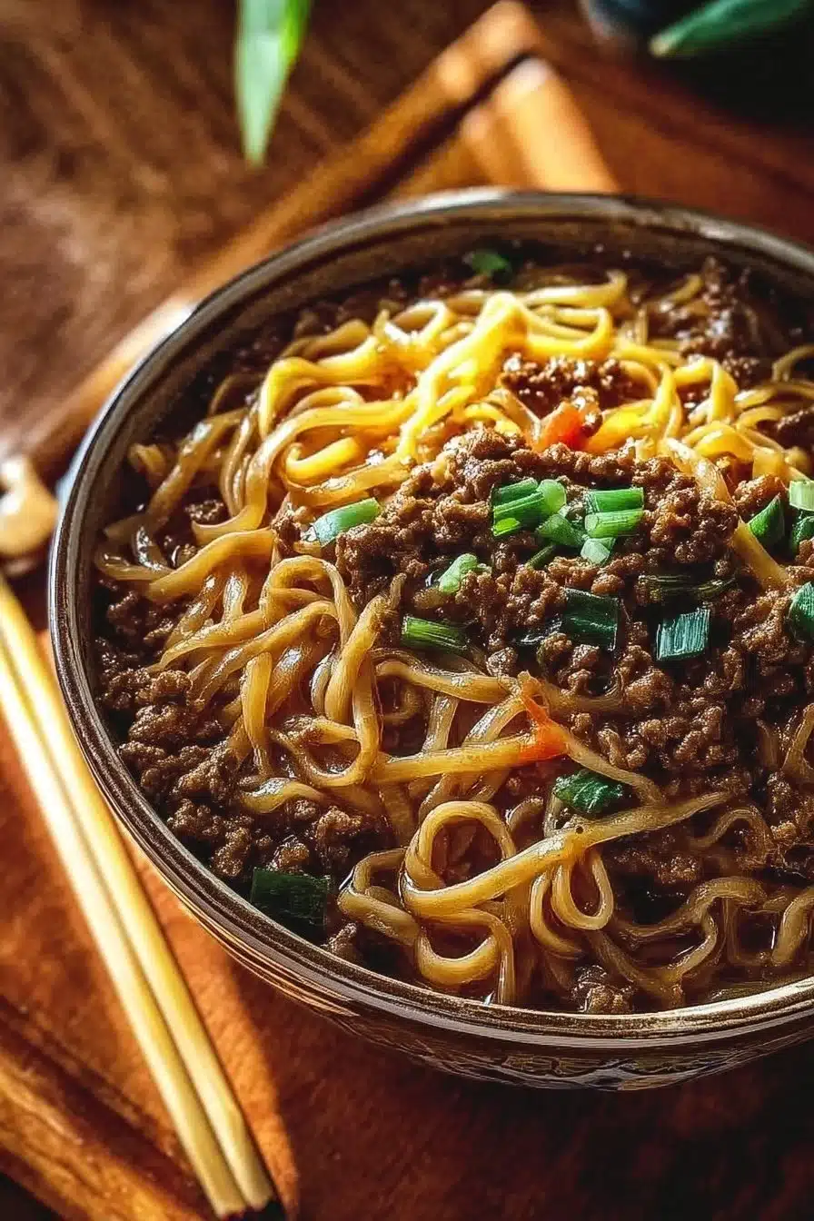 Mongolian Ground Beef Noodles