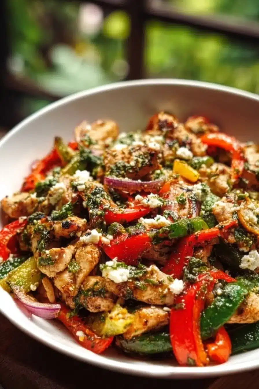 Delicious Mediterranean Chicken Stir Fry with colorful vegetables
